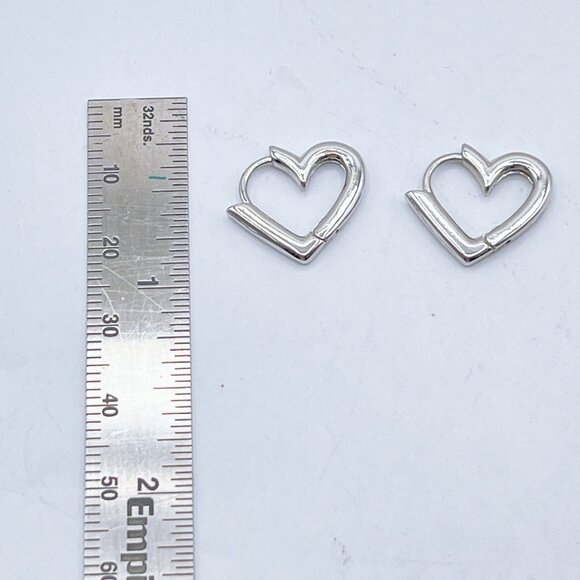 925 Sterling Silver Forever Heart-Shaped Hoop Earrings - Picture 3 of 6